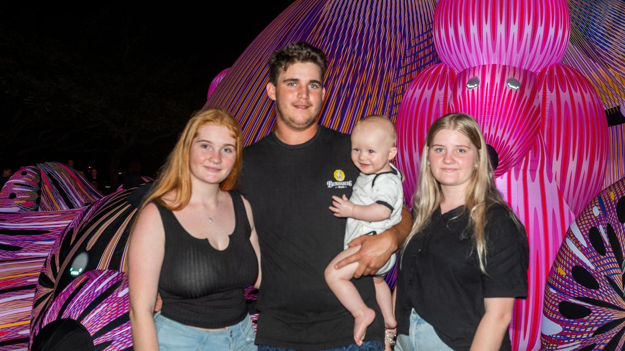 Lianna Dallinger, Zach Tomlinson, Hudson Tomlinson and Brooke Dallinger at Daly Bay Illuminate Queens Park Goldsmith Street, East Mackay Thursday 5 October 2023 Picture:Michaela Harlow