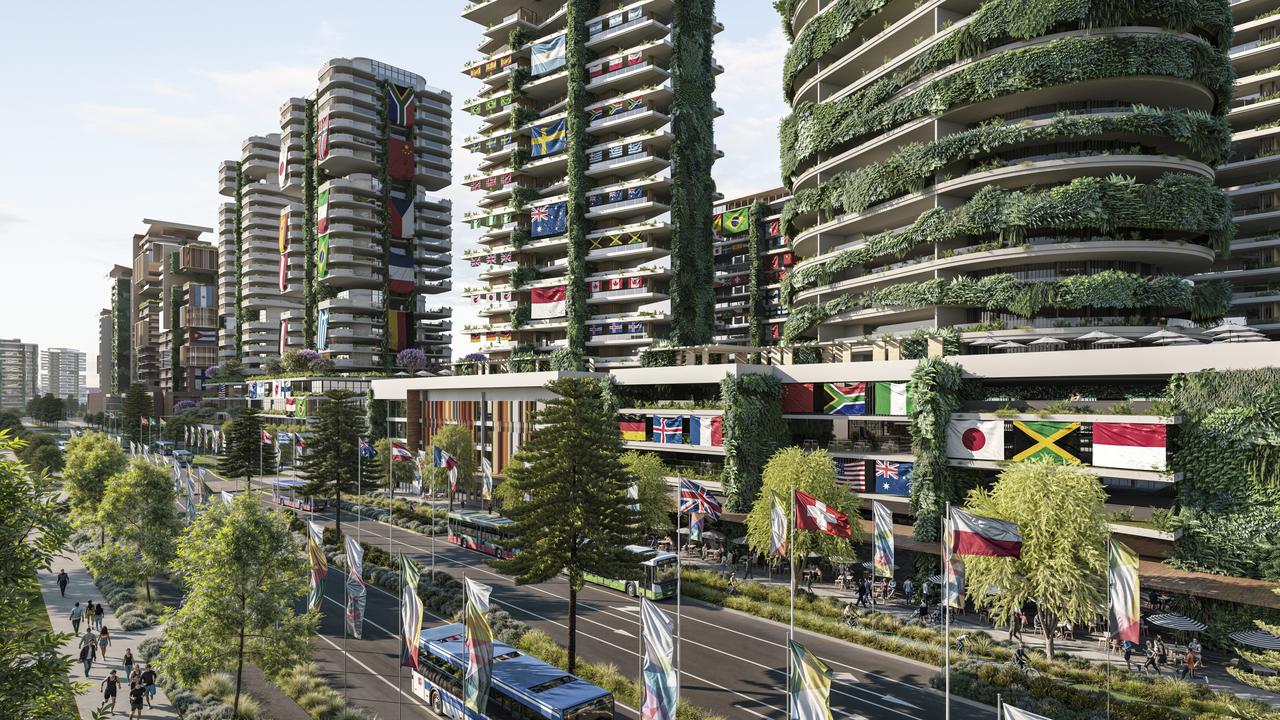 Artist’s impression of the Northshore Hamilton athlete’s village precinct.