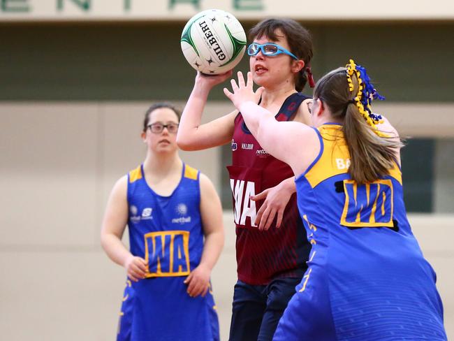 Action from the 2023 Marie Little Shield competition. Photo: Joanna Margiolis, Netball Australia