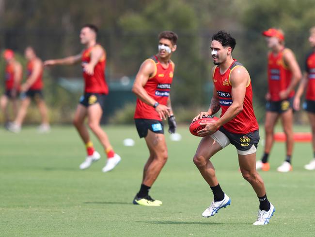 Izak Rankine in action during a Gold Coast Suns AFL training session at Metricon Stadium on December 09, 2019 in Gold Coast, Australia. (Photo by Chris Hyde/AFL Photos/Getty Images)