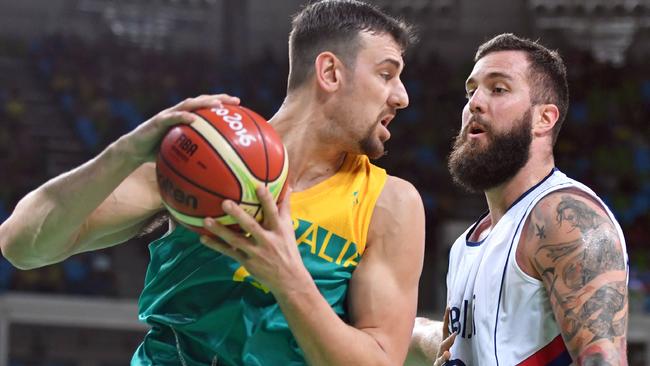 Andrew Bogut (L) says there’s no way Australia will be intimidated by playing Team USA.