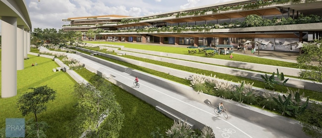 Bicycle links would connect to the proposed Albion Park sports precinct and Kedron Brook bikeway. Picture: PRAX Studio