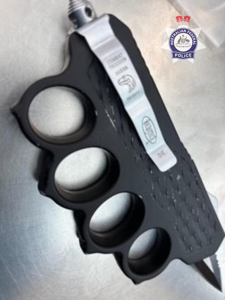 A prohibited weapon seized from a passenger at Adelaide Airport. Picture: AFP