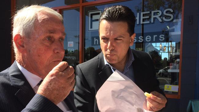 SA Upper House MP John Darley and SA Senator Nick Xenophon in Adelaide.