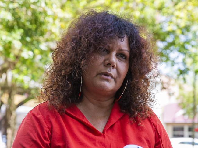 Senator Malarndirri McCarthy at a press conference in Darwin. Picture: Floss Adams.