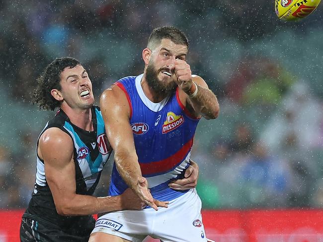 Josh Bruce in action against Port Adelaide during Gather Round. Picture: Paul Kane/Getty Images