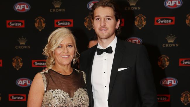 Western Bulldogs Marcus Bontempelli and mum Geraldine at the 2016 Brownlow Medal. Picture: Michael Klein