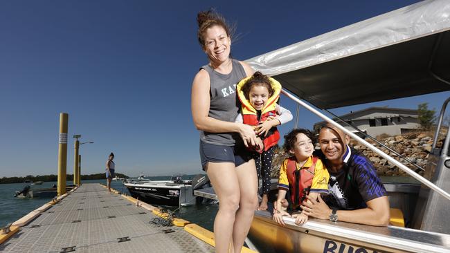 The Mayor Family Melanie, Ruby, Will and Thomas at Dinah Beach as the   NTG announcing spending more money on boat ramp infrastructure. Pic Glenn Campbell