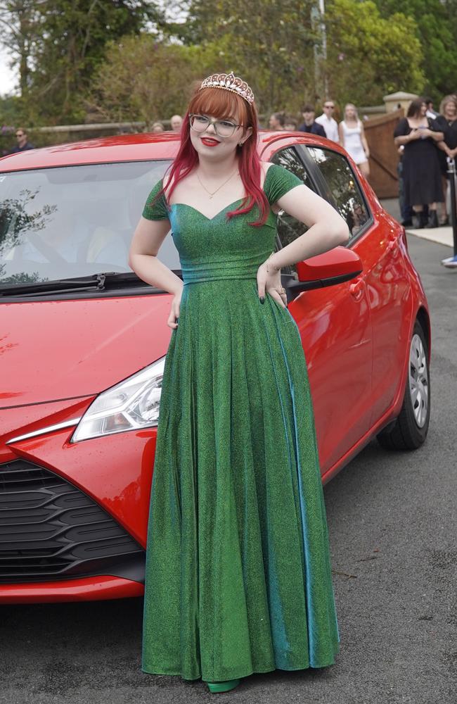 Students arriving in style for the 2024 Glasshouse Christian College formal at Flaxton Gardens.