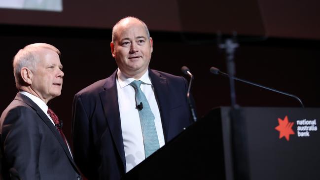 NAB chairman Philip Chronican with CEO Andrew Irvine. Picture: Con Chronis/AAP Image