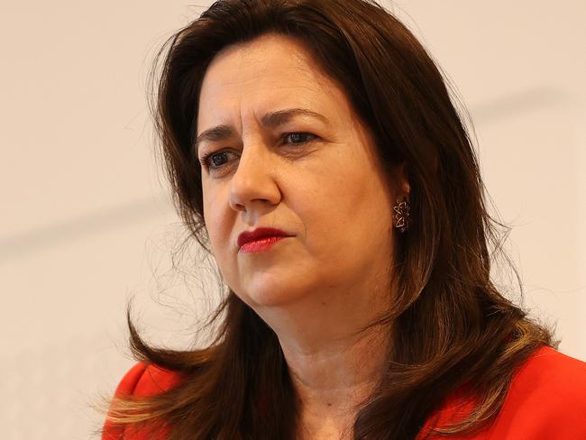 Premier Annastacia Palaszczuk speaking at a press conference at 1 William Street in Brisbane. Pics Tara Croser.