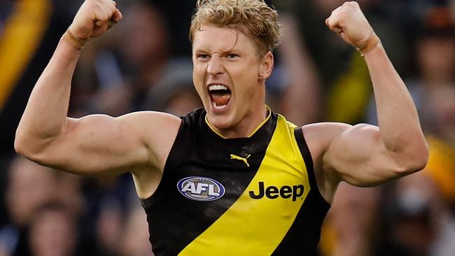 Josh Caddy of the Tigers celebrates a goal.