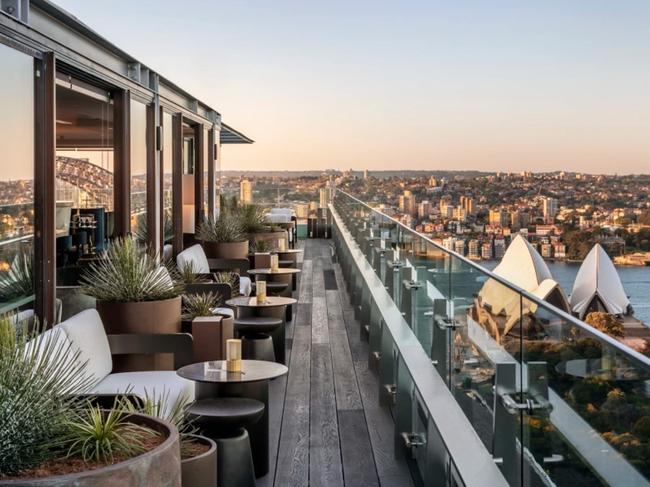 Proof Creative worked on the InterContinental Sydney’s restoration and relaunch of rooftop bar Aster. Picture: InterContinental Sydney