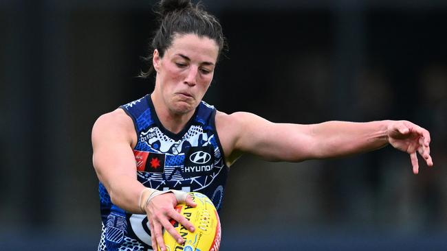 Carlton skipper Kerryn Peterson will miss through injury – again. Picture: Quinn Rooney/Getty Images