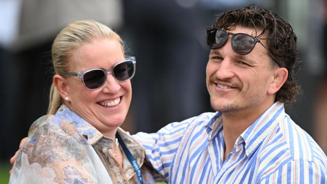 MVRC head of racing Charlotte Mills with UFC-contracted Australian MMA fighter Jack Jenkins at Moonee Valley on December 28. Picture: Vince Caligiuri / Getty Images