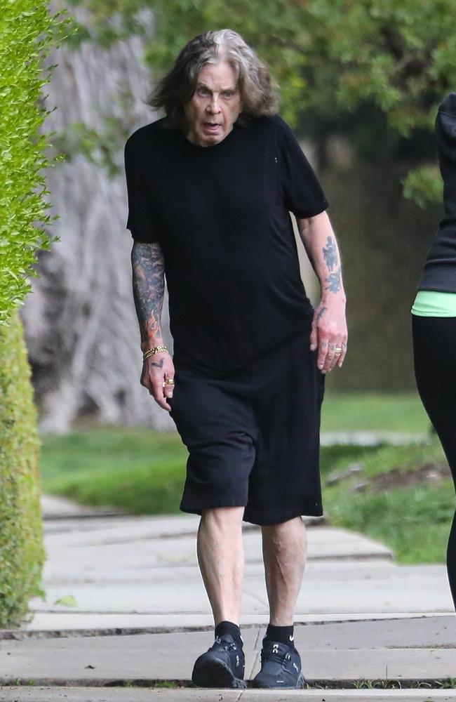 Ozzy Osbourne takes a stroll in his Beverly Hills neighbourhood in LA. Picture: Backgrid