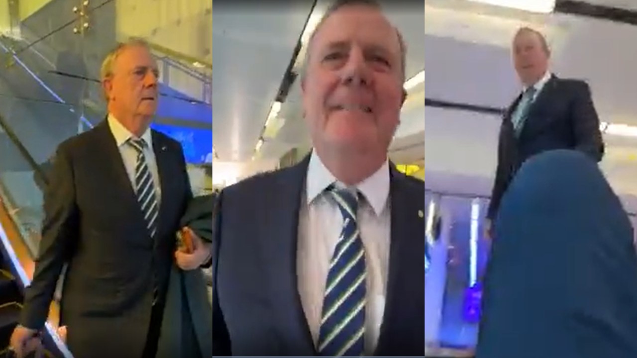 Nine chairman Peter Costello shoves journalist to ground