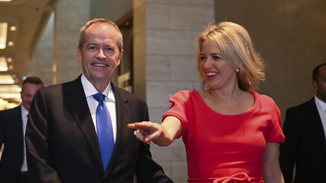 Shorten and his wife Chloe after attending a Leadership Matters breakfast in Perth. Picture: AAP/Luke Coch