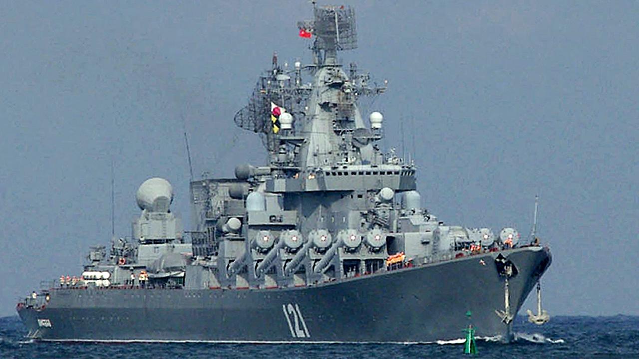 The Moskva, missile cruiser flagship of Russian Black Sea Fleet. Picture: Vasiliy Batanov / AFP