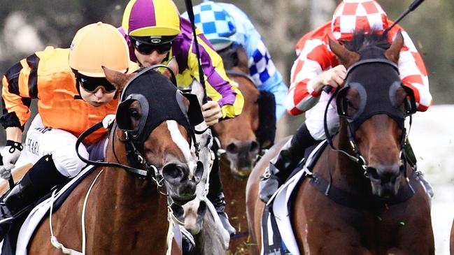 Race 5 runner up (L) Freeze the charges ridden by Kathy O'Hara during the races at Rosehill Gardens. Pic Jenny Evans