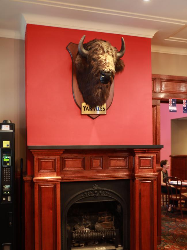 A charming fireplace at the Royal Oak Hotel.