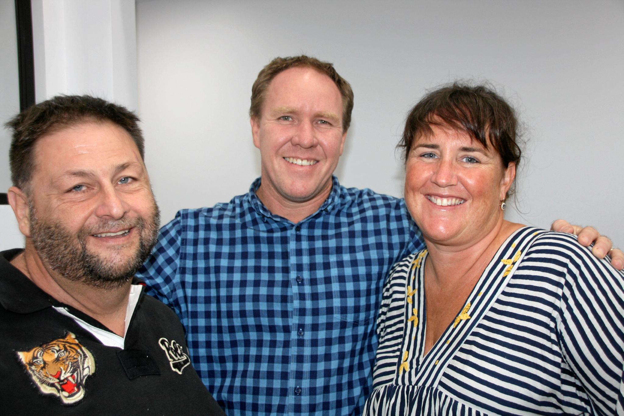 Deon Scott, Matthew Yates  and Zoe Cambridge at the celebration of the new Ray White office in Burnett St, Buderim.Photo Erle Levey / Sunshine Coast Daily. Picture: Erle Levey