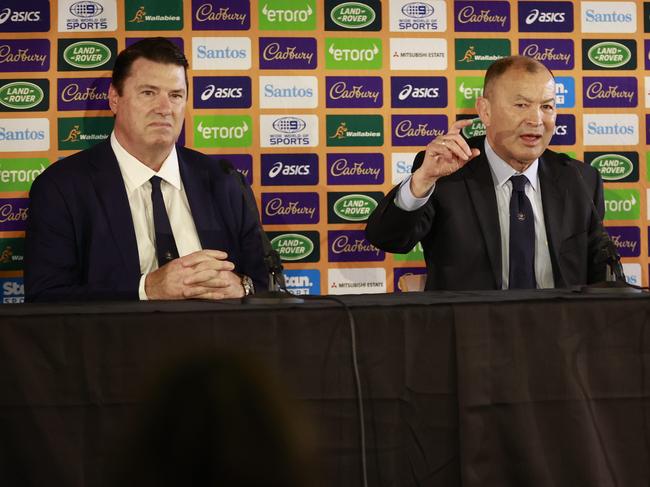 Hamish McLennan with Eddie Jones at the announcement of Jones as Wallabies coach less than 12 months ago. Picture: Tim Hunter.