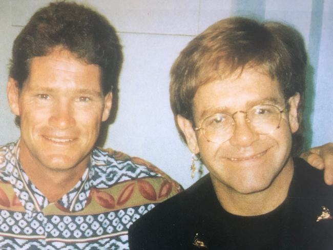 Dean Jones pictured with Elton John. Image taken from Dean Jones' autobiography