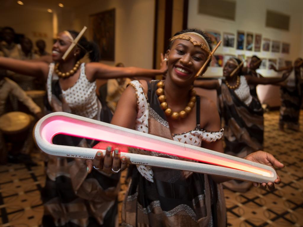 The Queen’s Baton arrives in Kigali, Rwanda, on 23 March 2017.