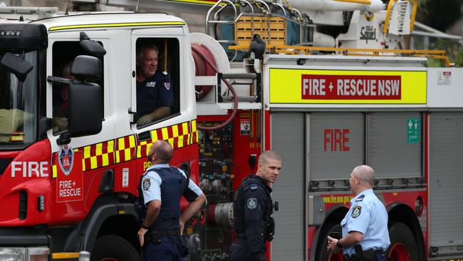 Emergency crews remained on standby during the day. Picture: David Swift.