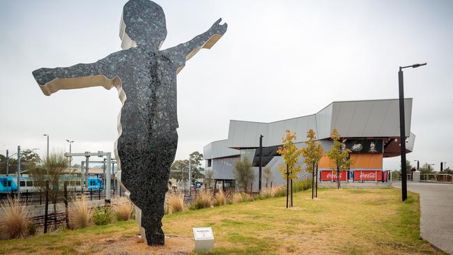 The aeroplane child statue outside Bayswater railway station.