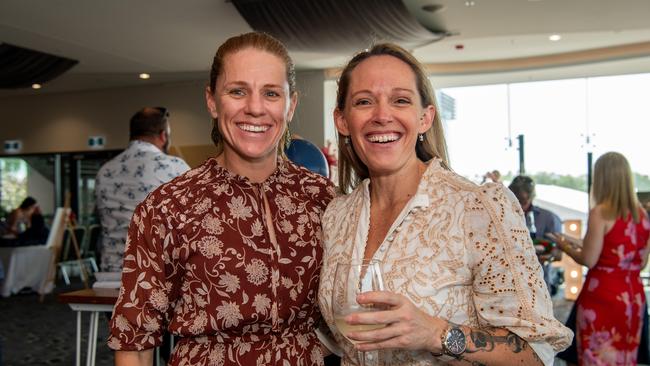 Kristy Millar and Sharna Sweeney at the 2024 Darwin Guineas kicking off the Darwin Cup Carnival. Picture: Pema Tamang Pakhrin