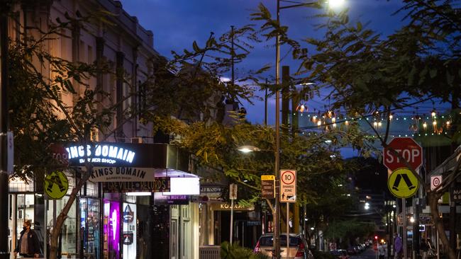 Empty streets in Prahran as people rush home to adhere to the 8pm Melbourne curfew. Picture: Jason Edwards