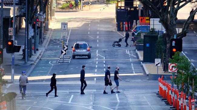 A near-deserted Melbourne CBD on Sunday. Picture: Luis Ascui