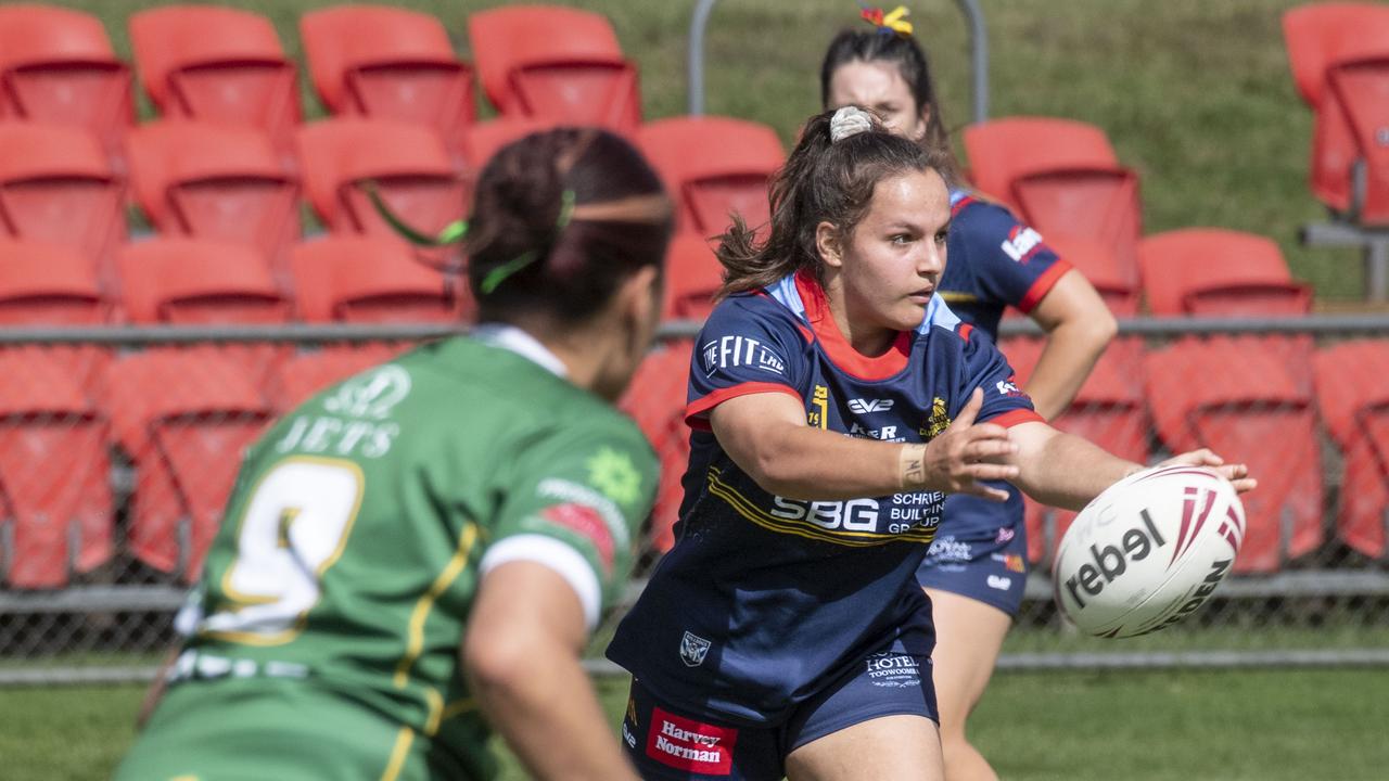 Gemma Gray for Clydesdales. Under 19 women, Western Clydesdales vs Ipswich Jets, rugby league. Saturday, March 4, 2023. Picture: Nev Madsen.