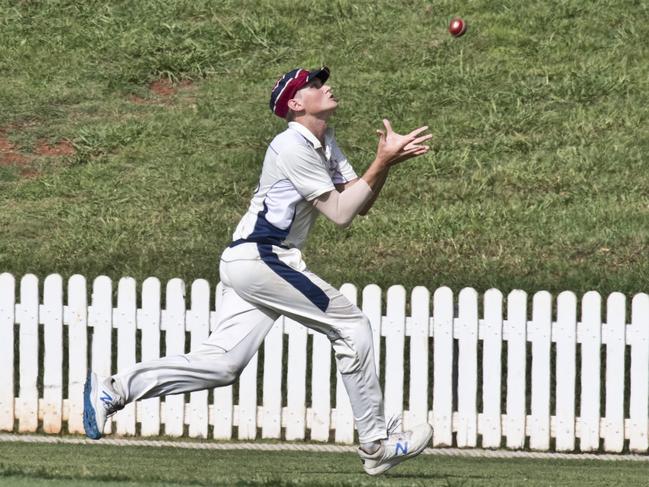 Finn Smith takes a catch for TSS against Toowoomba Grammar.