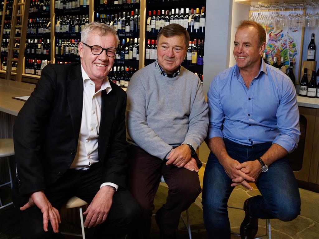 World-leading kidney specialist Dr Toby Coates, School Principal and diabetic Alec Tibbits and Premiership SANFL footballer Julian Burton who almost died in the Bali bombings, at the Lion Hotel in Adelaide. Picture by Matt Turner.