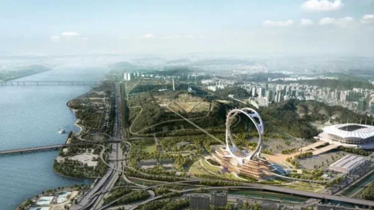 The Seoul Twin Eye will be situated in Peace Park, on the edge of the Han River. Picture: UNStudio/Supplied