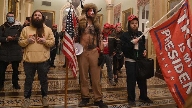 Donald Trump supporters inside the US Capitol on January 6, 2021. Picture: AFP.