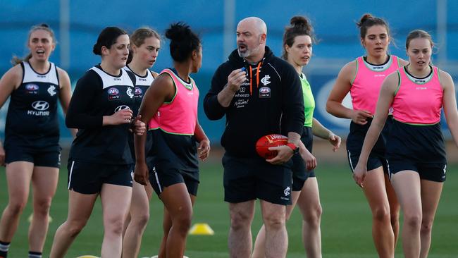 Carlton’s AFLW squad are OK with vaccinations. Picture: Michael Willson/AFL Photos via Getty Images