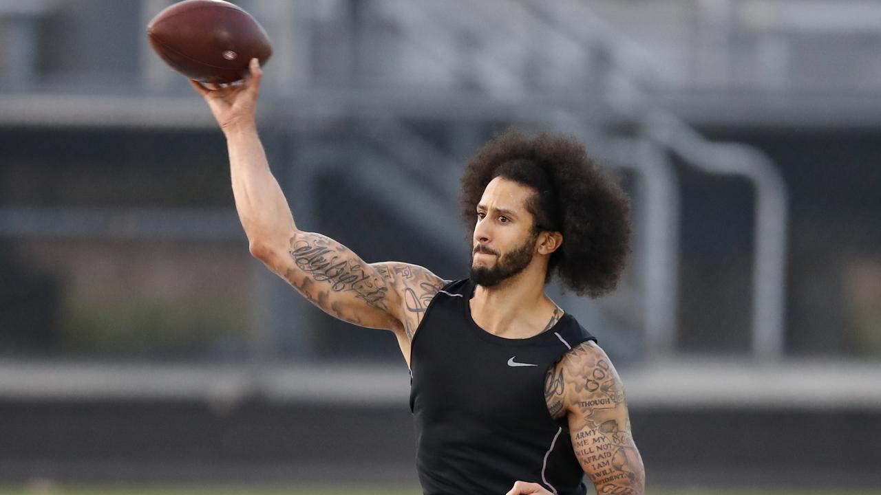 Free agent Colin Kaepernick participates in a workout for NFL football scouts and media.
