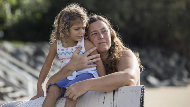 Shanelle Dawson with her own daughter, Kiahla, at Hervey Bay. Picture by John Wilson