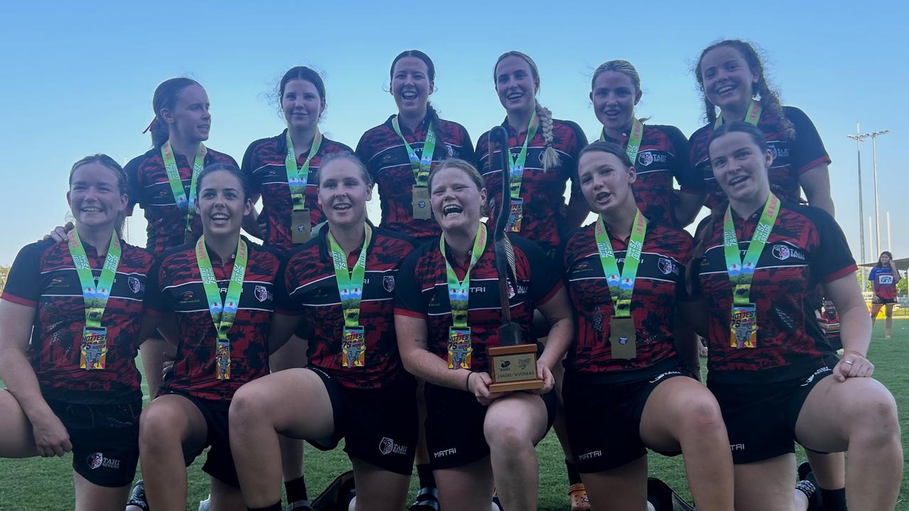 Tahi Women claimed the 2024 Hottest 7s Jabiru title and 15k in prize winnings. Picture: Lachlan Grey.