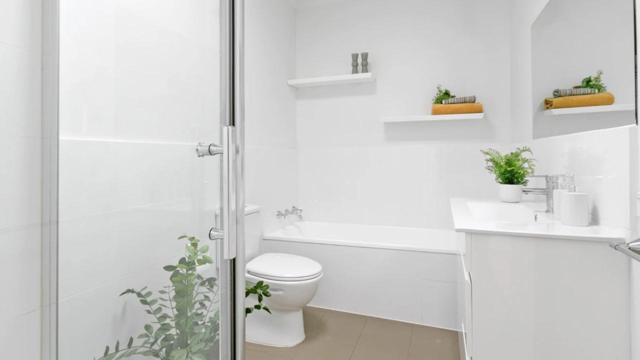 The bathroom has a soaking tub.