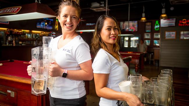 Hotel Darwin is looking for staff over the upcoming dry season. Penny Phillips and Jonalyn Ferrer are looking forward to having a few more hands on deck. Photograph: Che Chorley