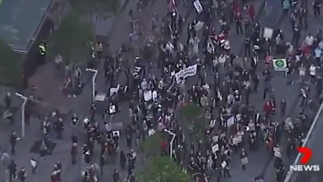 Anti-Adani protest in Brisbane CBD (7 News)