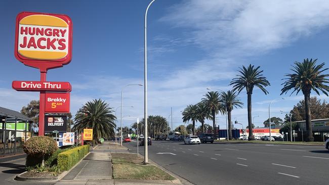 The corner of Commercial Rd and Grand Junction Rd at Port Adelaide, where road spikes were used in a police pursuit. Picture: PAULA THOMPSON