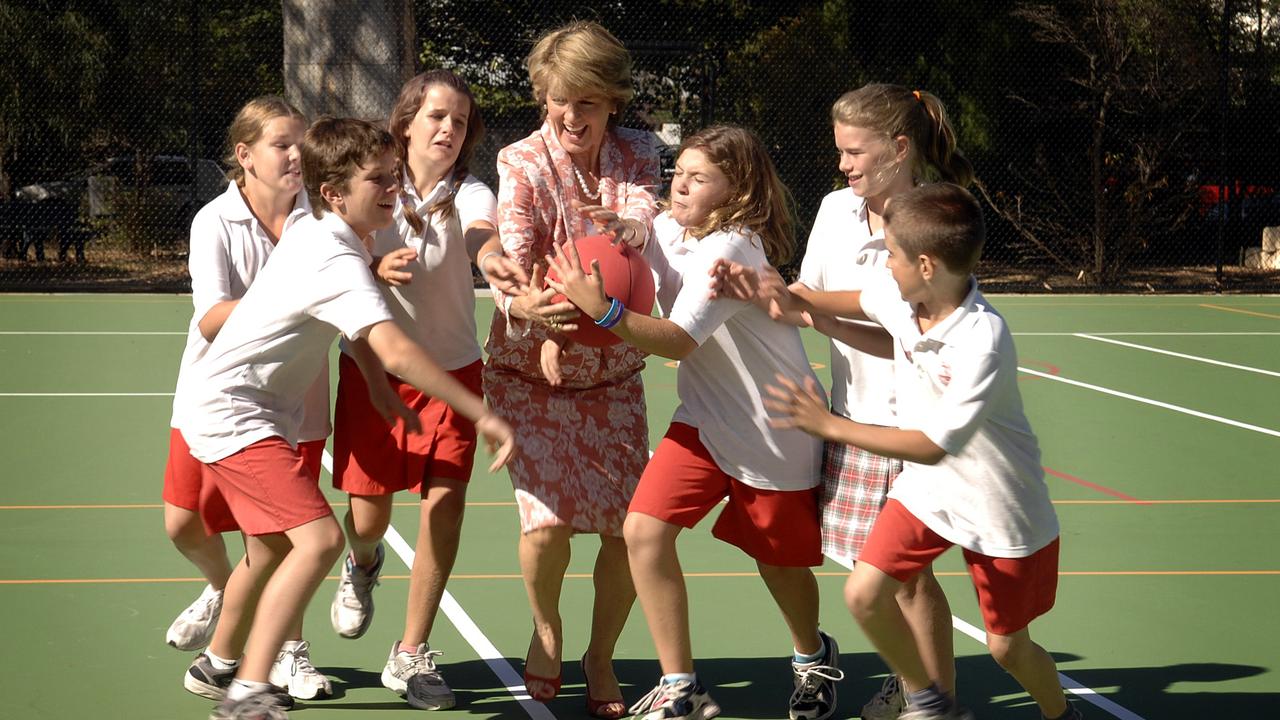 Playing ball with year 7 students in 2007. Picture: Theo Fakos 