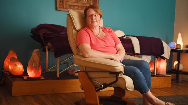 Medium Ann-Joyce Hancock in her Christies Beach studio. Picture: Tom Huntley