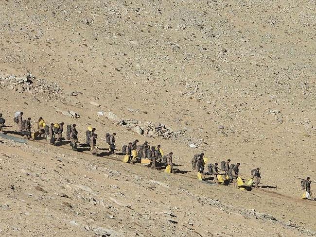 People Liberation Army soldiers at the India-China border in Ladakh, Kashmir. Picture: AFP